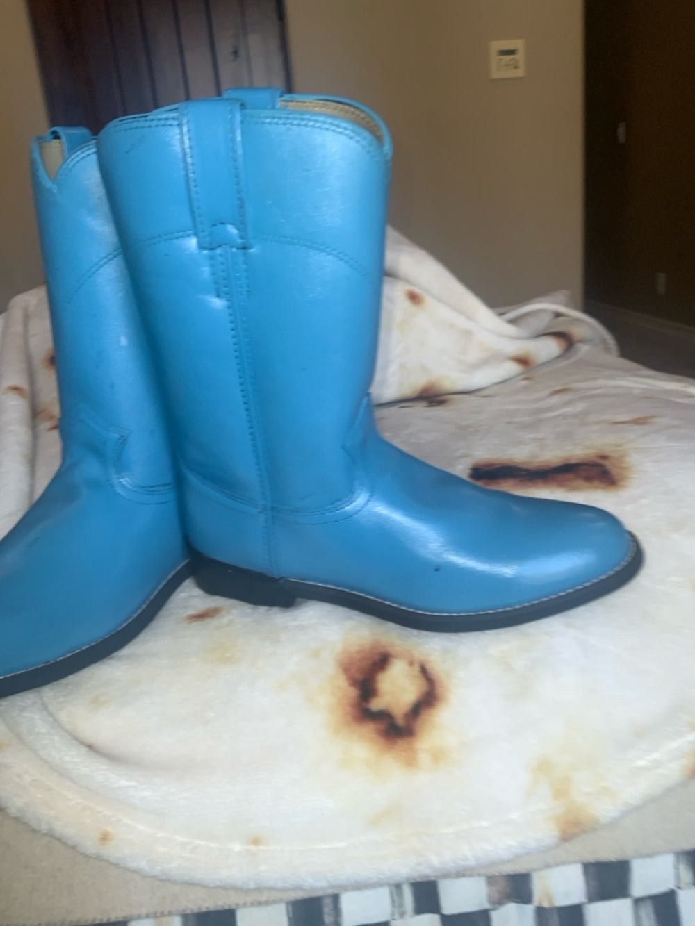 Justin Boots Turquoise Leather Heeled Western Boots